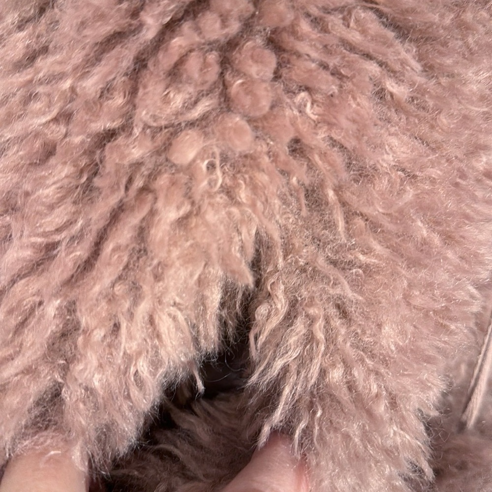 MOLLY BRACKEN Faux Fur Mauve/Pink Jacket With Pompom Tassels Size Small EUC - Picture 6 of 8